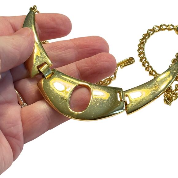 Celebrity brand choker necklace vintage 1980s omega style mod goldtone jewelry - Picture 6 of 8